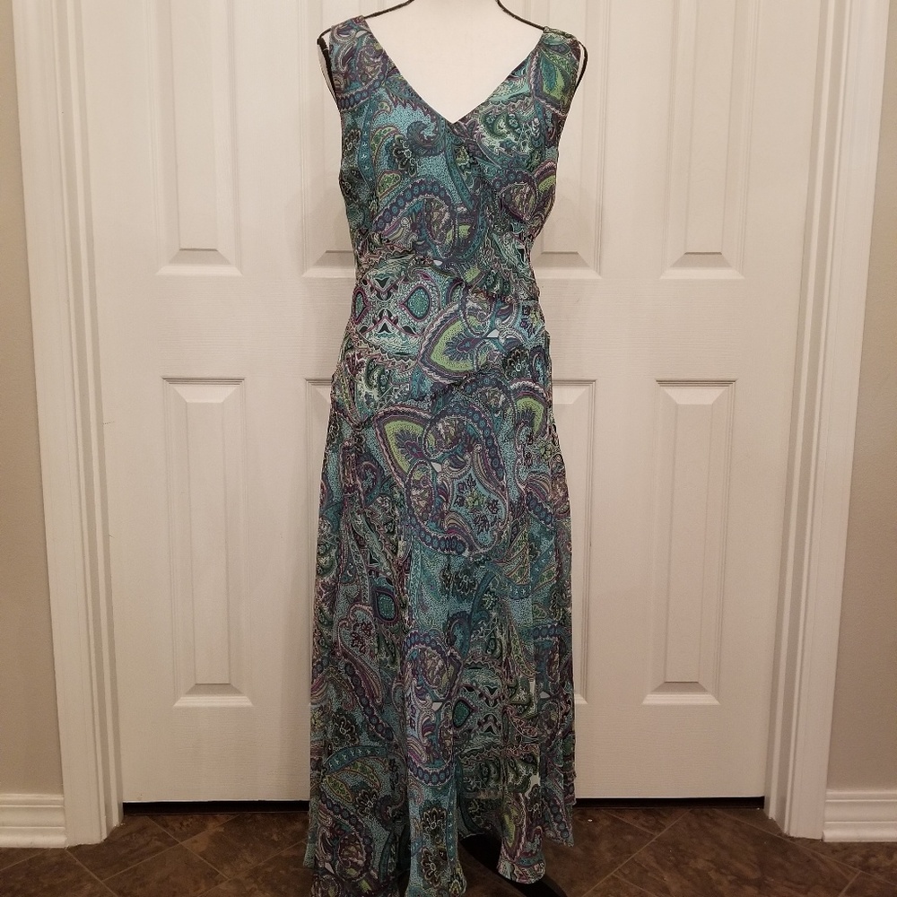Evan Picone sz16 sleeveless blue paisley dress